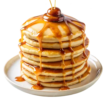 a stack of pancakes with syrup on top