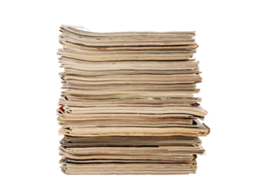 a stack of old newspapers