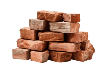 a pile of bricks on a white background