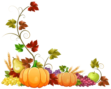 an autumn border with pumpkins, grapes and leaves