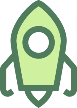 a green rocket on a white background
