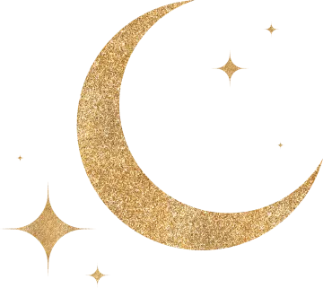 a gold crescent with stars on it
