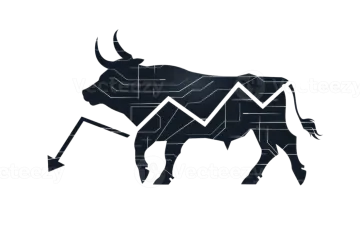 a bull with an arrow on it's back