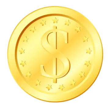 a gold dollar coin with stars on it