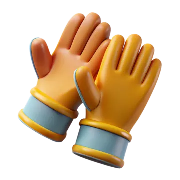 a pair of yellow gloves on a white background