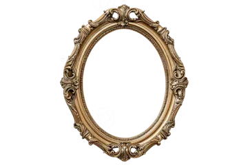 a gold oval frame on a white background