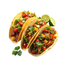 two tacoa tacosas on a white background