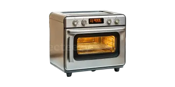 an oven with the door open on a white background