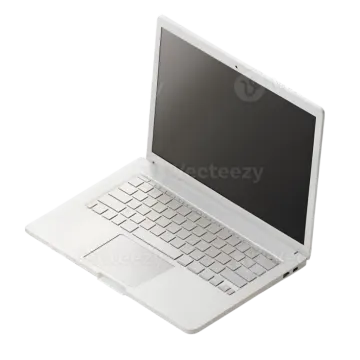 an open laptop computer on a white background