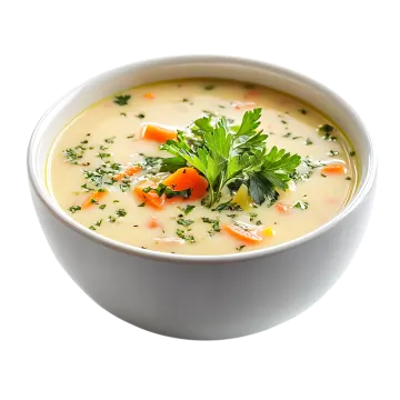 a white bowl filled with soup and vegetables