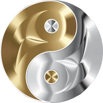 a gold and silver yin symbol