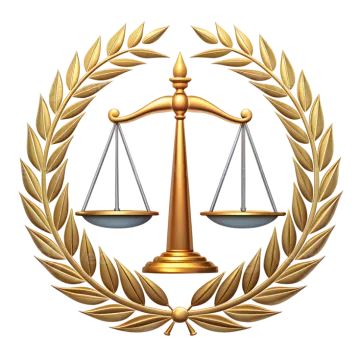 the scales of justice in a laurel wreath
