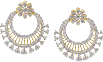 a pair of gold and diamond earrings