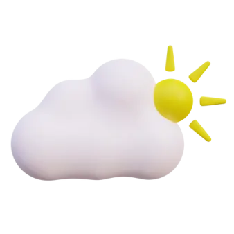 a white cloud with a yellow sun on top