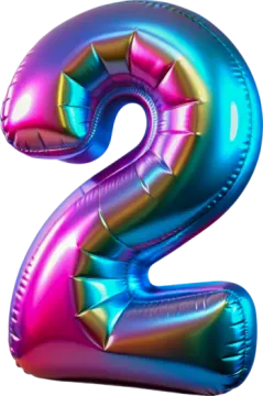the number 2 is made out of foil balloons