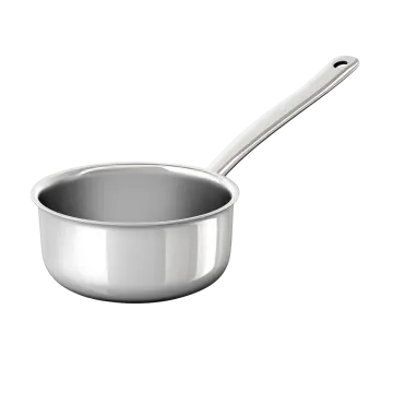 a stainless pan with a spoon in it