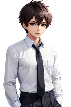 a man in a white shirt and black tie