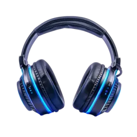 a pair of headphones with blue lights