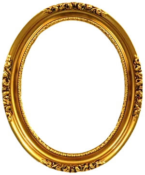 a gold oval frame with an ornate design