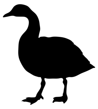 a black and white silhouette of a goose