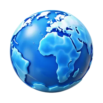 a blue globe on a white background