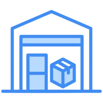 an icon of a warehouse with boxes inside