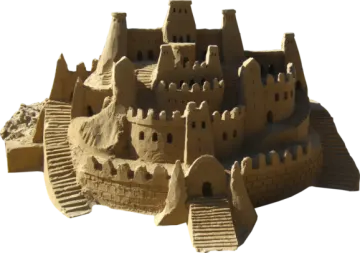 a sand castle on a white background