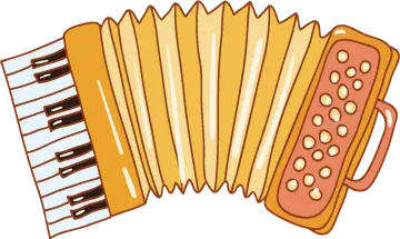 an accordion with music notes on it