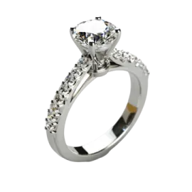a diamond engagement ring on a white background