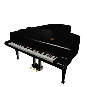 a black piano on a white background