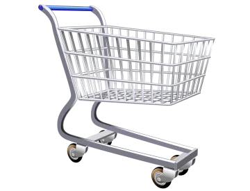 a shopping cart on a white background