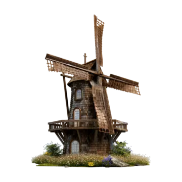 the windmill is made of wood