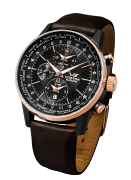 a black and rose gold watch with leather strap