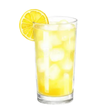 a glass filled with lemon and ice