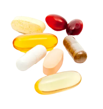 pills and capsules on a white background