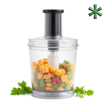 a food processor with vegetables in it