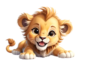 a cute little lion with big eyes
