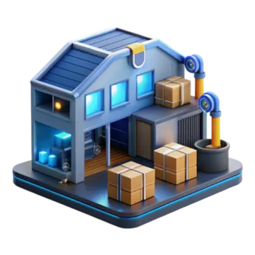 an illustration of a house with boxes on the floor