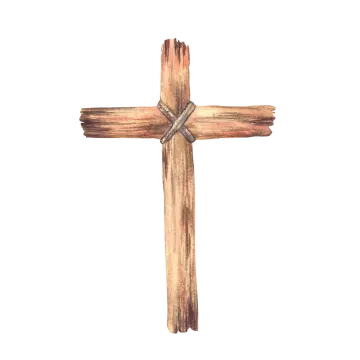 a wooden cross on a white background