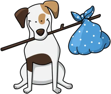 a dog with a blue bag on its back