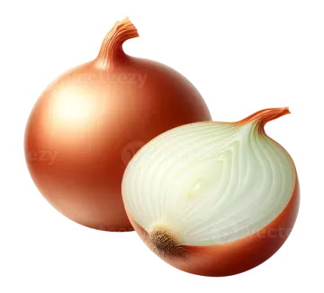 a red onion and an onion cut in half