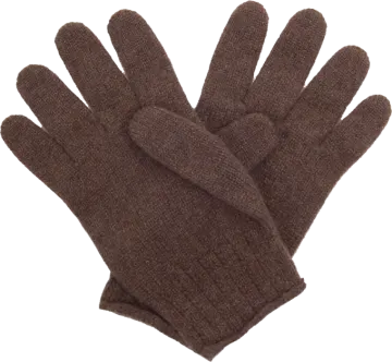 a pair of brown gloves on a white background