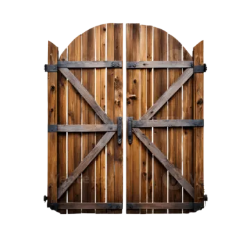 a wooden gate on a white background