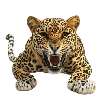 a jaguar with its mouth open and teeth wide