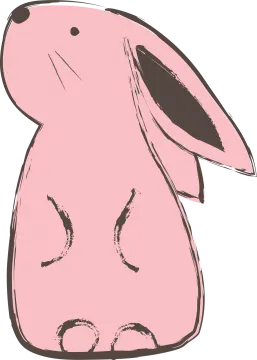 a pink rabbit on a white background