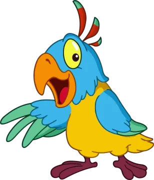 a blue and yellow parrot with its mouth open