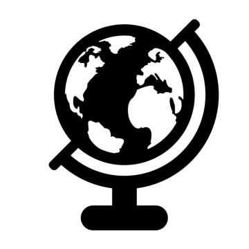 a black and white silhouette of a globe