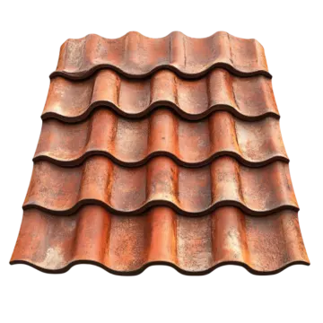 a red clay roof on a white background