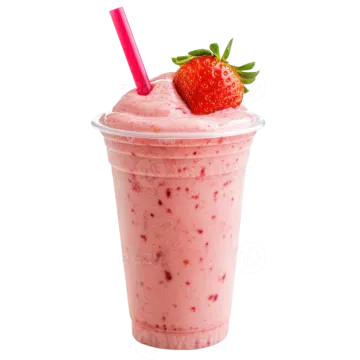 a strawberry shake with a straw in it
