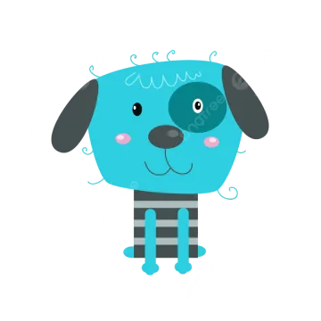 a blue dog with black and white stripes on its face